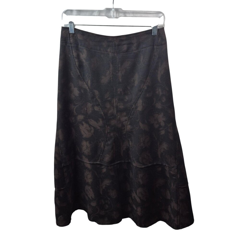 J Jill Skirt Womens 4 Petite A Line Pleated Midi Wool Blend Whimsigoth Floral